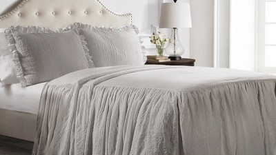 Ivory Full Microfiber Ruffle Skirt Bedspread Set