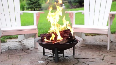 Gray Cast Iron 25" Free-Standing Wood Fire Pit with Stand