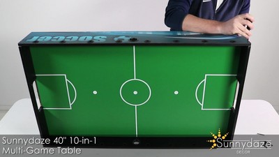 Sunnydaze Light Wood 10-in-1 Multi-Game Table with Foosball, Billiards, and More