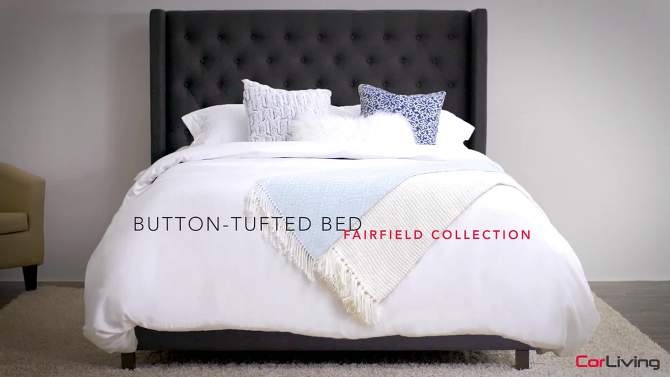 Queen Fairfield Tufted Fabric Bed with Wings - CorLiving, 2 of 6, play video