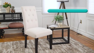 Elegant Beige Tufted Parsons Dining Side Chair with Dark Wood Legs
