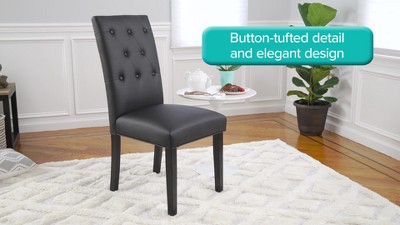 White Faux Leather Upholstered Parsons Side Chair with Wood Legs