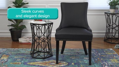 Elegance White Faux Leather Upholstered Side Chair with Nailhead Trim