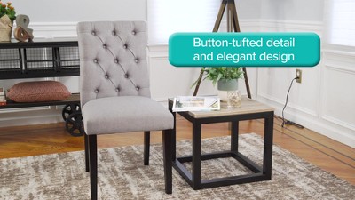 Azure Upholstered Tufted Parsons Side Chair with Wood Legs