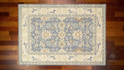 Anatolia Light Blue and Beige Wool Blend Area Rug 3'3" x 5'