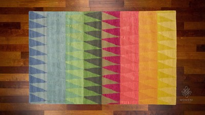Handmade Multi Red Geometric Wool 5' x 8' Area Rug