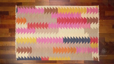 Caravan Geometric Handwoven Wool and Synthetic Red Area Rug
