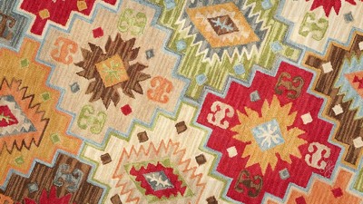 Nomadic Blue Wool 3'6" x 5'6" Hand-Tufted Rectangular Rug