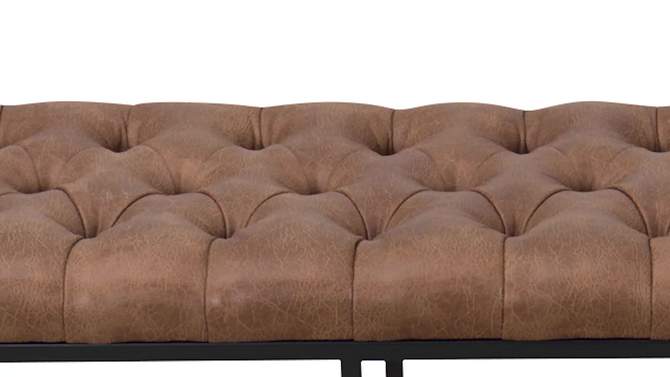 52.25&#34; Draper Large Decorative Bench with Button Tufting Light Brown Faux Leather - HomePop, 2 of 12, play video