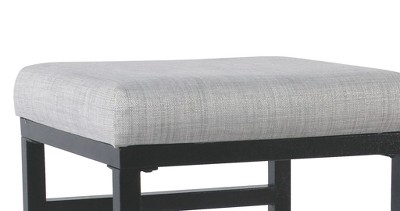 24" Open Back Metal Counter Height Barstool Light Tan - HomePop: Upholstered Rectangle Seat, Industrial Style