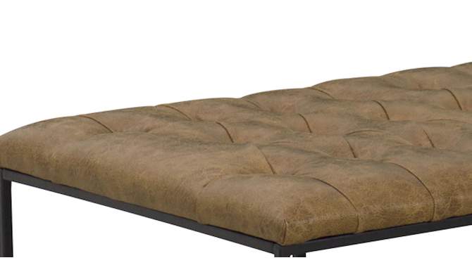 58" Draper Large Bench with Button Tufting Faux Leather Light Brown - HomePop, 2 of 16, play video