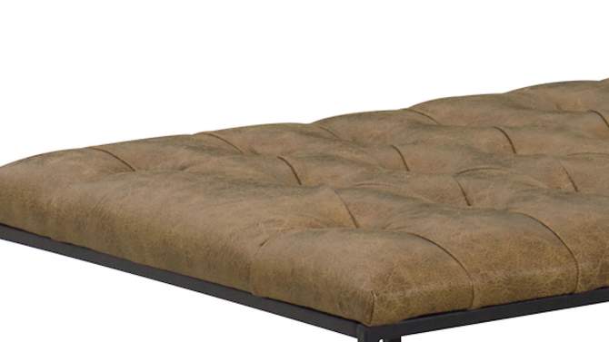 58" Draper Large Bench with Button Tufting Faux Leather Light Brown - HomePop, 2 of 16, play video