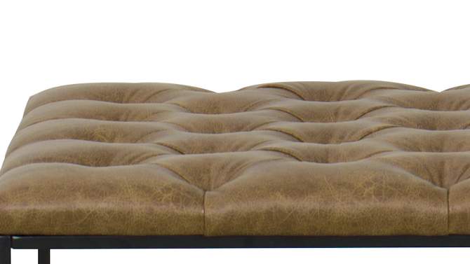 Square Metal Ottoman with Button Tufting Faux Leather Light Brown - HomePop, 2 of 9, play video