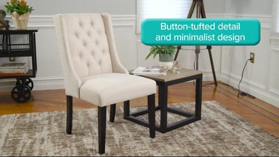 Gray Upholstered Wood Parsons Side Chair with Tufted Embellishment