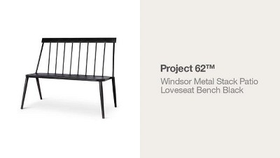 Windsor metal stack store patio loveseat bench black