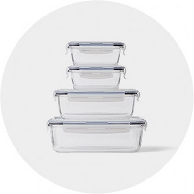 Divided Glass Food Storage Container, 4.4c