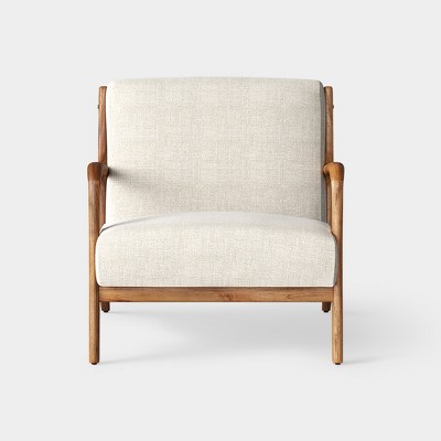 Arbon Wood Dowel Accent Chair with Cushion Arms Light Gray Linen -  Threshold™ designed with Studio McGee