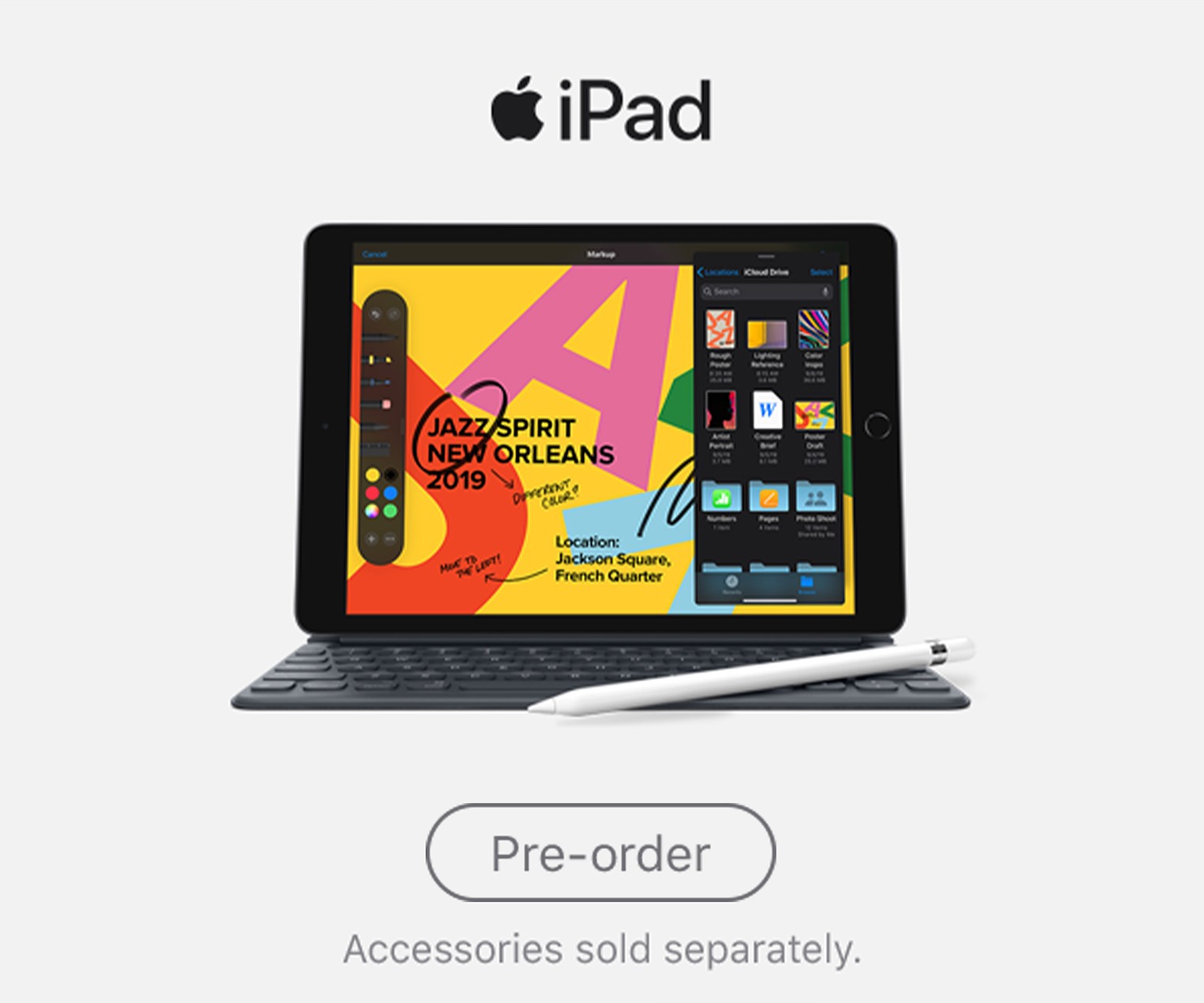 Apple iPad. Pre-order. Accessories sold seperately.