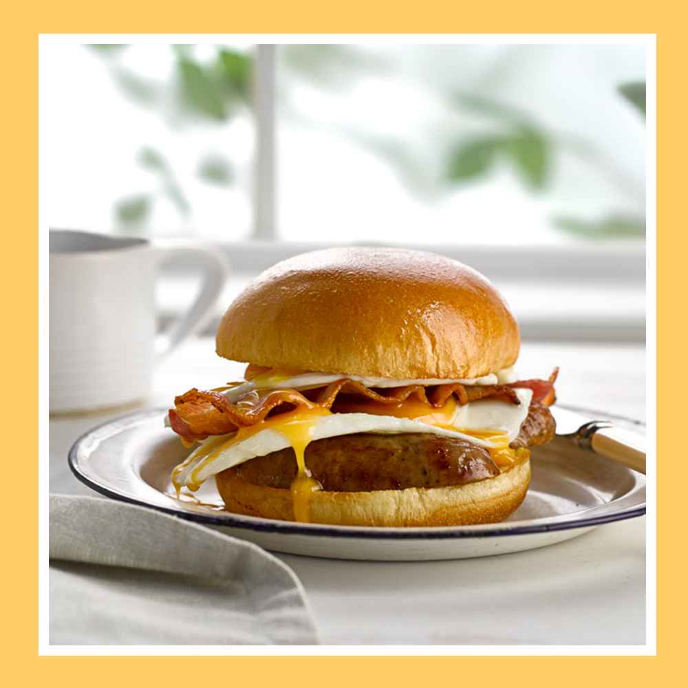 St. Pierre Brioche Burger Buns - 7oz/4ct, Steakhouse Seasoned Tavern Beef Patties - 1.33lbs - Good & Gather™, Plant-Based Patties - 8oz - Good & Gather™, Original Breakfast Sausage Patties - 12oz - Good & Gather™, Grade A Large Eggs - 12ct - Good & Gather™ (Packaging May Vary), Kraft Singles American Cheese Slices - 16oz/24ct, Hormel Black Label Thick Cut Bacon Slices - 16oz