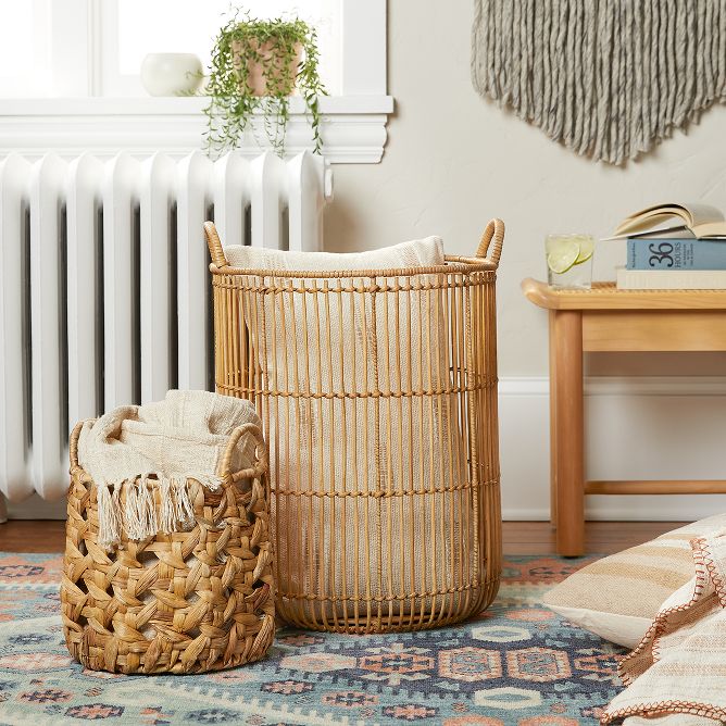 Square Braided Rafia Basket Natural - Brightroom™