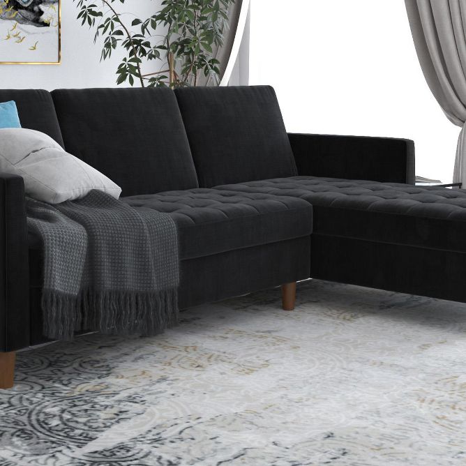 MUZZ Sectional Sofa with Movable Ottoman, Free Combination Sectional Couch,  Small L Shaped Sectional Sofa with Storage Ottoman, Modern Linen Fabric