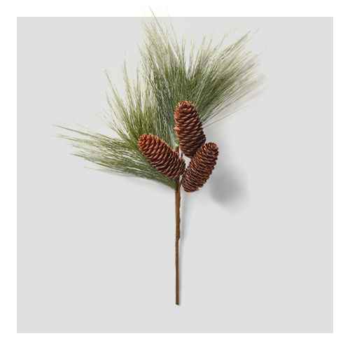 17in Long Pine with Glitter and Pinecone Holiday Arrangement Stem Pick - Wondershop™