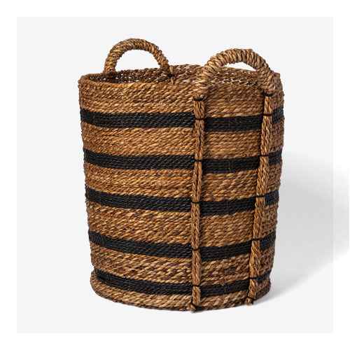 Tall Woven Striped Basket Black/Natural - Threshold™