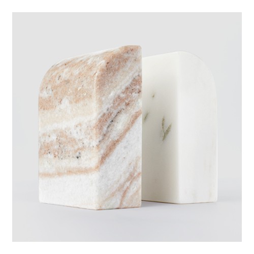 5" x 3.5" Marble Stone Bookends Natural/White - Threshold™ designed with Studio McGee