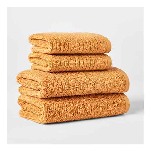 4pk Quick Dry Ribbed Hand/Wash Towel Set Gold - Threshold™, Multi Striped Sonoma Hand Towel - Opalhouse™, 2pk Cotton Waffle Kitchen Towels Yellow - Threshold™
