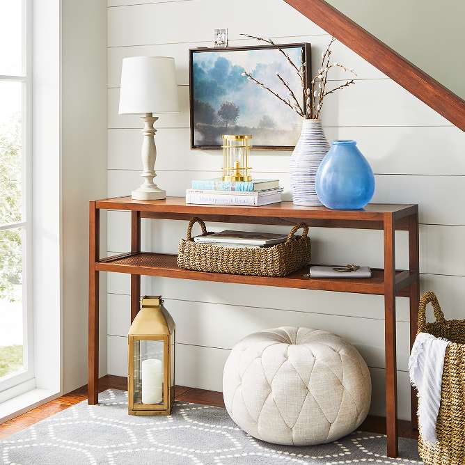 Living room console table with deals storage