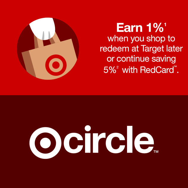 Earn 1% when you shop to redeem at Target later or continue saving 5% with RedCard.