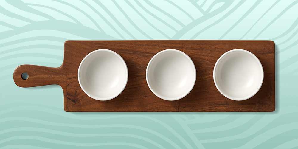 4pc Wood Cutting Board and Ceramic Bowl Set - Threshold™