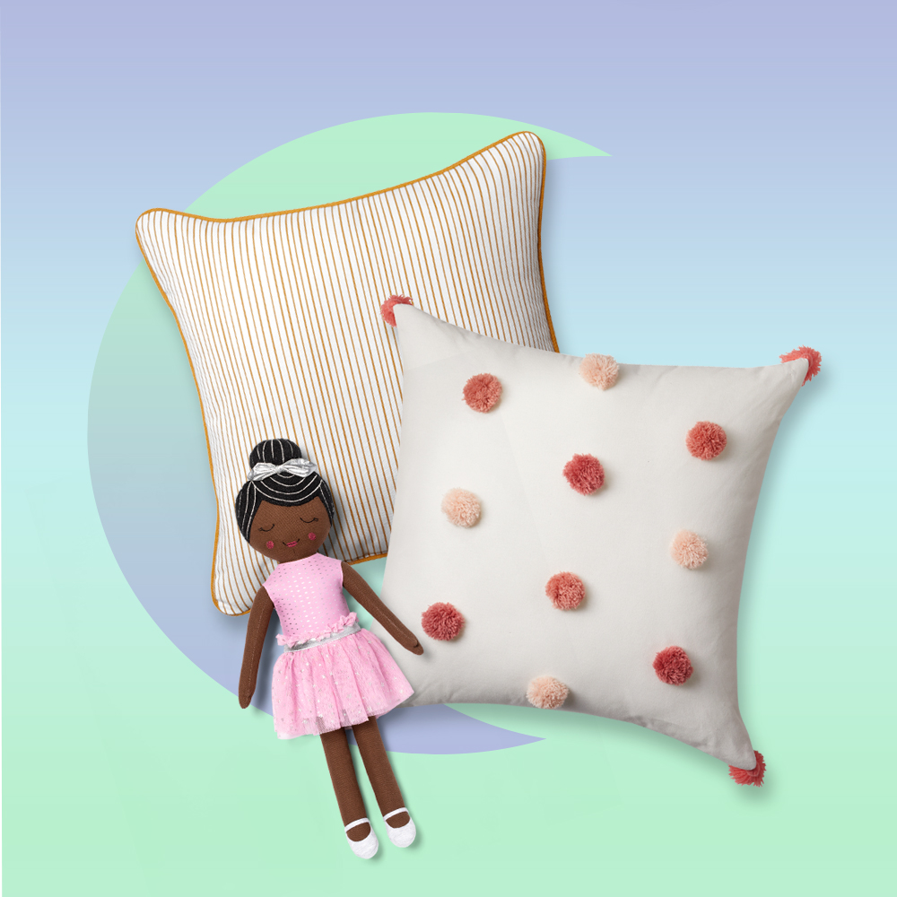 Square Tassel Throw Pillow Pink - Pillowfort™, Ballerina Dress Throw Pillow Purple - Pillowfort™