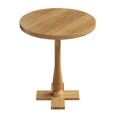 Natural Mango Wood Round Pedestal Side Table