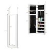 Costway Wall Door Mounted Mirrored Jewelry Cabinet Organizer Storage w/LED Light White - 4 of 4