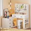 PAKASEPT 5 Drawer Dresser with Extendable Table, L-Shaped Makeup Vanity Desk with Mirror and Lights & Charging Station, Shelves, LED Storage Cabinet - 3 of 4