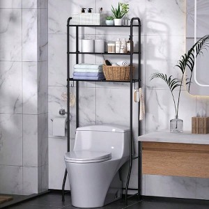 3 Tier Over Toilet Storage Rack Bathroom Organizer Shelves Cabinet Black Freestanding Space Saver - 1 of 4
