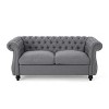 ORRD Chesterfield Loveseat - Button-Tufted w/Nailhead Trim & Rolled Arms, 61.75"W, Classic Sofa for Living Room（Emerald） - 3 of 4