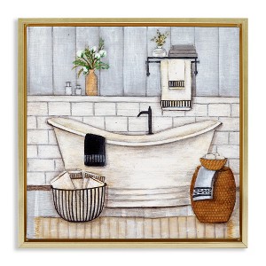 Stupell Industries Bathroom Farmhouse Style Tub, 18" x 18" - 1 of 4