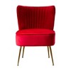 WestinTrends Phoebe Upholstered Tufted Velvet Accent Chair With Metal Leg - 3 of 4