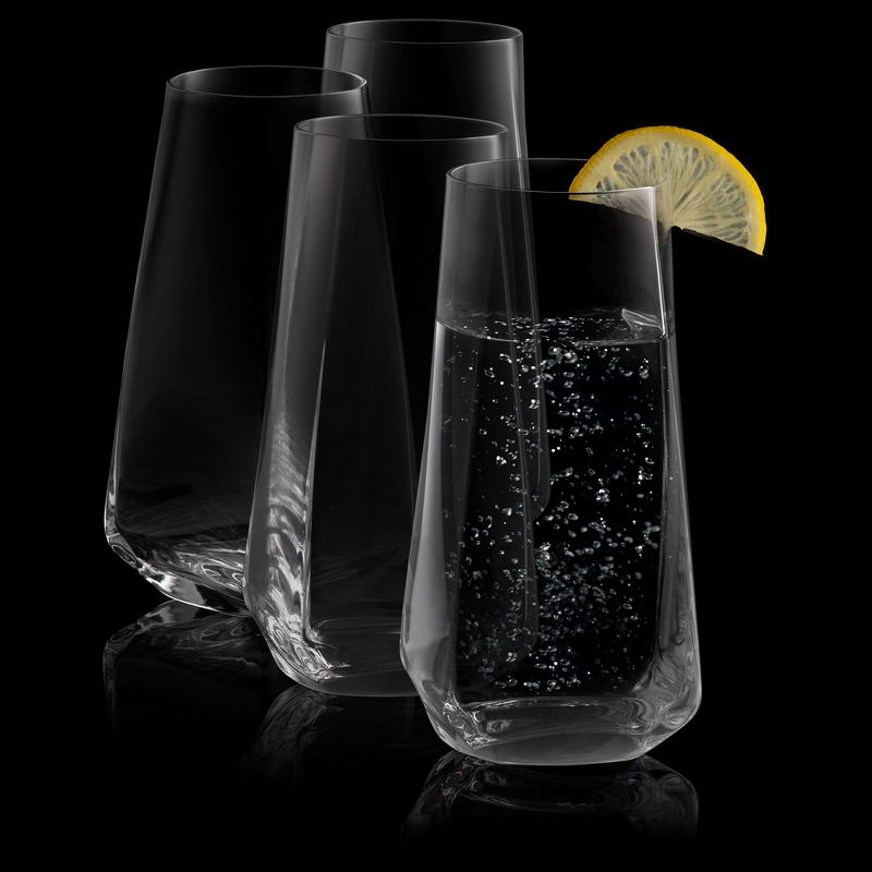 JoyJolt Infiniti Highball Glasses - Set of 4 Tall Crystal Drinking Glassware-18 oz Cocktail Glasses, 4 of 9