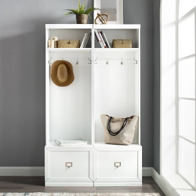 White Polished Nickel 2-Piece Hall Tree with Storage