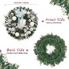24 Inch Pre-Lit Christmas Wreath, Artificial Wreath Hanging Decorations with Pine Cones, Silver White Balls, Bow for Front Door Fireplace Outdoor - 3 of 4