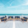 Tangkula 8PCS Patio Rattan Furniture Set Wood Frame Cushioned Sofa with Coffee Table Sectional Conversation Sofa Set for Garden Turquoise/Navy/Brown/Red - 2 of 4