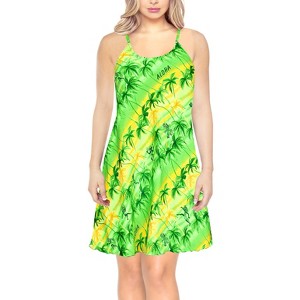 HAPPY BAY Women's Vacay Holiday Summer Beachwear Sleeveless Casual Spaghetti Strap Nightgown Slip Beach Dress 16-18 Lime_AC963 - 1 of 4