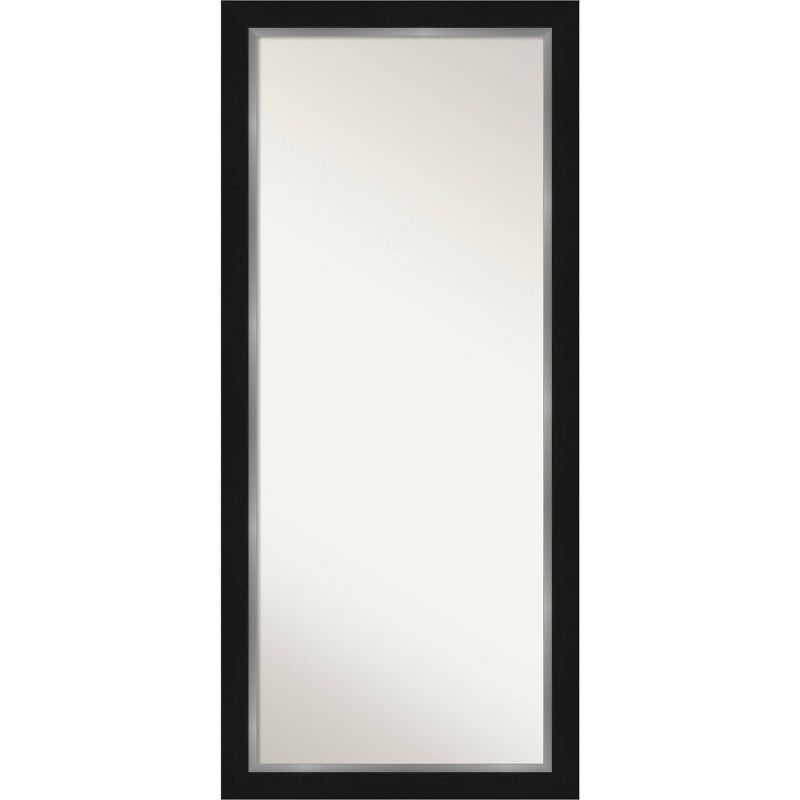 30&#34; x 66&#34; Non-Beveled Eva Black Silver Full Length Floor Leaner Mirror - Amanti Art, 1 of 11
