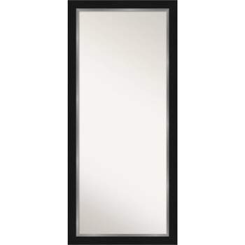 30" x 66" Non-Beveled Eva Black Silver Full Length Floor Leaner Mirror - Amanti Art