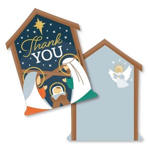 Big Dot of Happiness Holy Nativity - Shaped Thank You Cards - Manger Scene Religious Christmas Shaped Thank You Cards with Envelopes - Set of 12 - 1 of 4