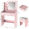 Acekool Vanity Desk with Mirror & Lights, Power Outlet, 3 Lighting Modes, 2 Drawers, Makeup Table for Bedroom - 3 of 4