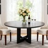 Round Dining Table for 4, 43.3 Inches Farmhouse Dining Table with Pedestal Base, Circle Kitchen Tables for Dining Room - 4 of 4